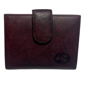 Buxton Burgundy Leather Women’s Wallet with Snap and Snap Coin Purse Gold Accent